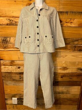 Brandon Thomas 100% Cotton 2-Piece Pants Suit W/Jacket Sz S